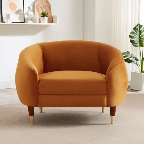 Jonathan Adler Beaumont Lounge Chair | Wayfair Comfy Armchair, Fabric Accent Chair, Acrylic Legs, Swivel Barrel Chair, Room Update, Velvet Armchair, Upholstered Arm Chair, Single Sofa, Barrel Chair