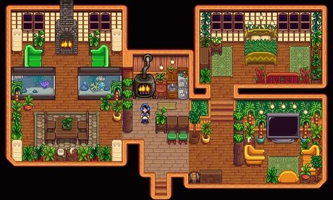 stardew valley ginger island house design Stardew Valley Island Farmhouse, Ginger Island Home Stardew Valley, Stardew Valley Ginger Island House Design, Island House Stardew Valley, Stardew Valley Beach House Interior, Stardew Valley Farmhouse Design, Stardew Buildings, Stardew Valley House Interior Ginger Island, Ginger Island House Design