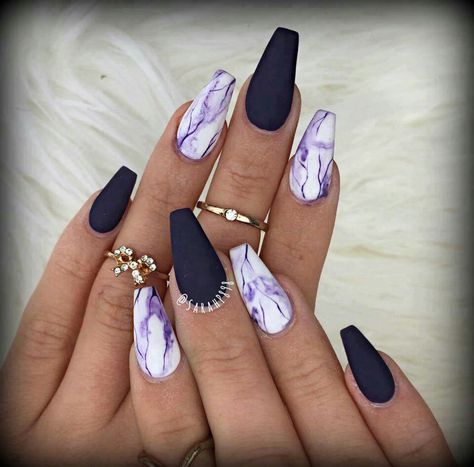 Matte Black & Purple Marble Mani Matte Purple Nails, Marble Nail Designs, Pretty Nail Art Designs, Pretty Nail Art, Marble Nails, Coffin Nails Designs, Cute Nail Designs, Pretty Acrylic Nails, Nail Arts