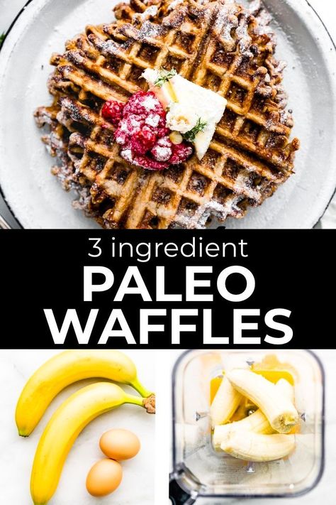 This Paleo waffles or pancake recipe is made using 3 real food, clean eating ingredients. A quick blender recipe for a delicious healthy breakfast that's SO easy, even kids can make them! #paleo #waffles #breafkast #dairyfree Waffles Healthy, Paleo Pancake Recipe, Paleo Waffles, Delicious Healthy Breakfast, Blender Recipe, Paleo Muffins, Paleo Pancakes, Healthy Waffles, Yummy Healthy Breakfast