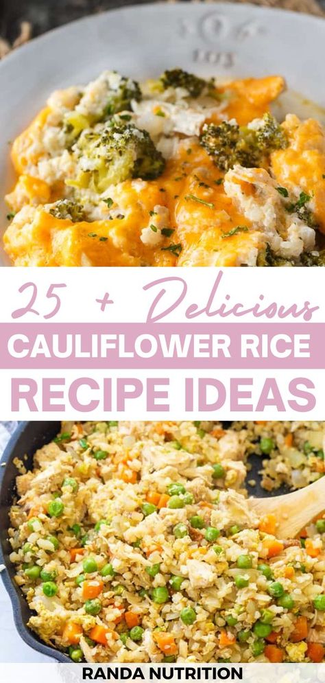 25+ Delicious Cauliflower Rice Recipe Ideas! With so many fun cauliflower rice recipes to choose from there is sure to be something for everyone to enjoy! When it comes to recipes using cauliflower… Recipes Using Cauliflower Rice, Recipes Using Riced Cauliflower, Recipes Using Cauliflower, Rice Recipe Ideas, Riced Califlower Recipes, Cauliflower Rice Recipes Healthy, Cauliflower Risotto Recipes, Recipe Using Cauliflower, Cauliflower Rice Casserole