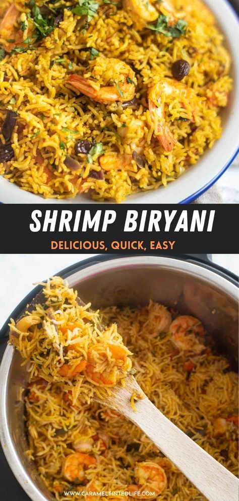 Persian Shrimp And Rice, Shrimp Biryani Recipe Indian, Shrimp Briyani Receipes, Prawns Biryani Indian, Basmati Rice Meals, Shrimp And Basmati Rice Recipe, Prawn Biryani Recipe Indian, Shrimp Biryani Recipe, Prawn And Rice Recipes