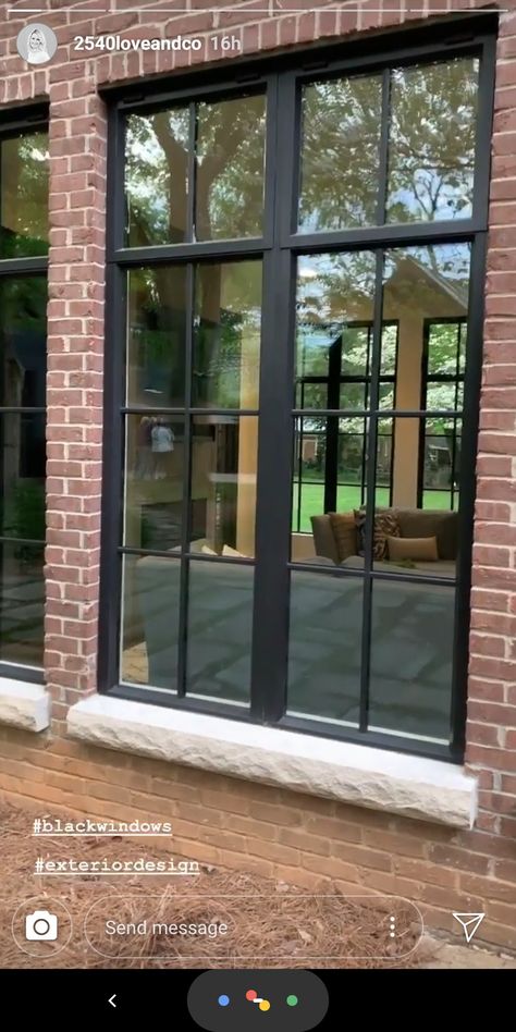 Casita Exterior, Black Steel Windows, Jessica Baker, Black Window Frames, Inside Doors, Light Brick, Iron Windows, Steel Windows, Window Awnings