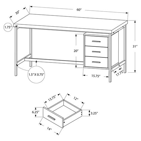 Hawthorne Ave Computer Desk Dark Taupe / Silver Metal | Bellacor Simple White Desk, Metal Office Desk, Computer Desks For Home, Tv Entertainment Units, Office Computer Desk, Contemporary Office, Office Computer, White Laminate, Computer Table