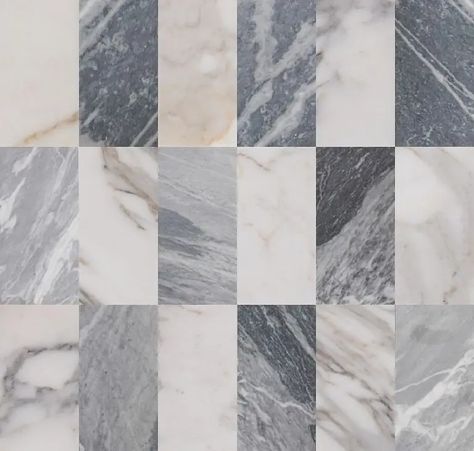 Calacatta Gold & Bardiglio Grey - Honed - 6"x12" Checkerboard Bundle Black And White Marble Floor, Riad Tile, Marble Pattern Texture, Black Marble Tile, Marble Tile Backsplash, Shop Tile, Ceramic Tile Backsplash, Tile Options, Zellige Tiles