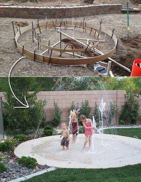 Playground Backyard Landscaping, Diy Garden Patio, Playground Design, Splash Pad, Backyard Playground, Backyard Diy Projects, Water Play, Backyard For Kids, Backyard Projects