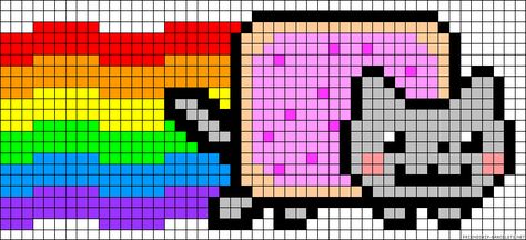 Nyan Cat perler bead pattern | Perler | Pinterest Perler Bead Nyan Cat, Nyan Cat Perler Beads Pattern, Nyan Cat Kandi Pattern, Rainbow Dash Perler Bead Pattern, Nyan Cat Perler Beads, Nyan Cat Kandi, Nyan Cat Pixel, Perler Beads Big, Cat Perler Bead Patterns