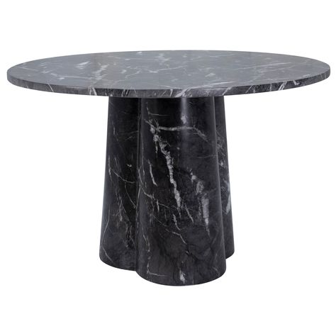 Selina Dining Table - Dovetail Marble Pedestal Table, Dovetail Furniture, Round Marble Dining Table, Concrete Finish, Marble Dining, Dining Table Black, Pedestal Dining Table, Concrete Design, Dining Table Marble