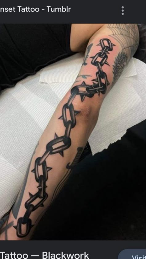 Blackwork Chain Tattoo, Chains Around Arm Tattoo, Chain Arm Tattoo, Chain Tattoo Men, Cadenas Tattoo, Traditional Chain Tattoo, Chain Tattoo Design, Arm Tattoo Men Forearm, Tattoo Men Forearm