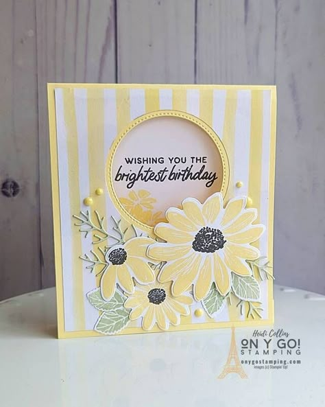 Flowers Paper Craft, Cheerful Daisies, Stampin Up Birthday Cards, Daisy Cards, Easy Paper Flowers, How To Make Paper Flowers, Snow Flake, Fancy Fold Cards, Stamping Up Cards