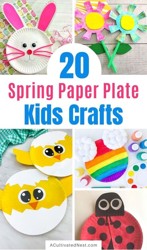 Cute Spring Crafts, Plate Crafts For Kids, Paper Plate Art, Spring Toddler Crafts, Spring Arts And Crafts, Spring Crafts Preschool, April Crafts, Paper Plate Crafts For Kids, Easter Activities For Kids