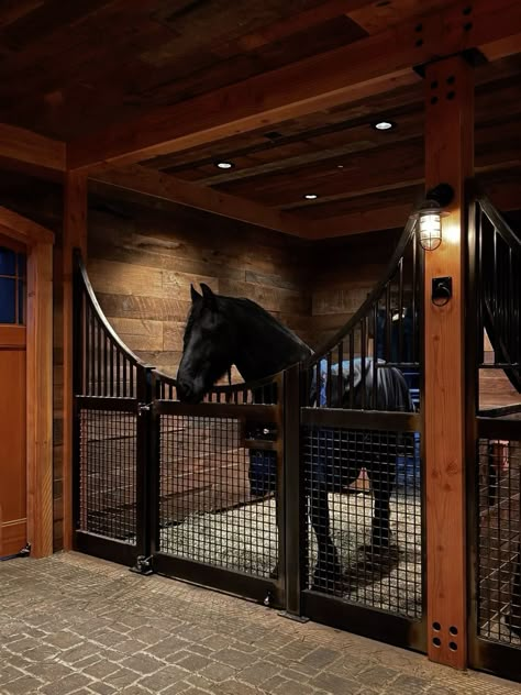 Farm Horses Stables, Horse Stable House, Pretty Horse Stables, Horse In Backyard, Horse Stables Interior, Horse Stables Aesthetic, Horse Barn Aesthetic, Stables Aesthetic, Horse Stable Aesthetic