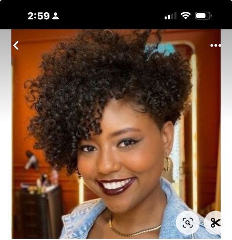 Afro Hair With Bangs, Tapered Cut Natural Hair, Short Natural Haircuts, Short Natural Curly Hair, Curly Pixie Hairstyles, Tapered Natural Hair, Hair Round Face, Natural Hair Short, Hair Short Cuts