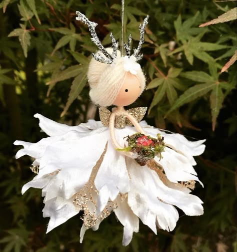 Diy Fairy Ornament, Christmas Fairy Dolls, Angel Crafts Diy, Fairy Christmas Ornaments, Xmas Fairy, Flower Fairy Dolls, Fairy Diy Crafts, Unread Messages, Fairy Ornaments