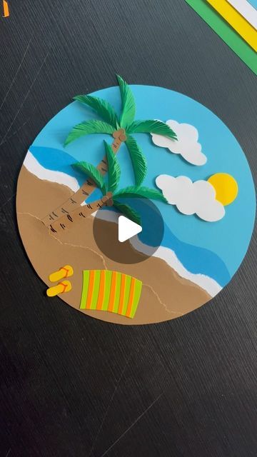 Palm Tree Crafts For Kids, Palm Tree Crafts, Paper Scene, Sunny Vibes, Summer Pool Party, 3d Video, Paper Tree, Diy Crafts For Kids Easy, Adult Crafts