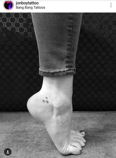 3 star tattoo on ankle by jonboytattoo Star Tattoo Minimalist, 3 Star Tattoo, Little Stars Tattoo, 3 Stars Tattoo, Minimalist Tattoo Meaning, Typography Tattoo, Stars Tattoo, Tattoo Minimalist, Shape Tattoo