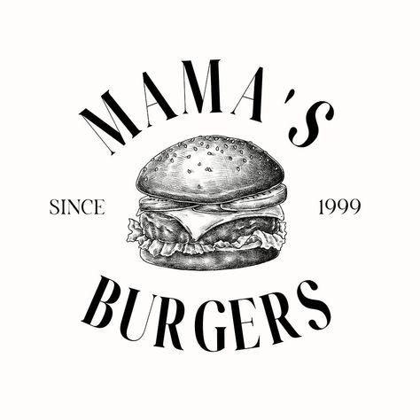 Burger Shop Logo, Burger Restaurant Logo, Black And White Restaurant, Burger Aesthetic, Restaurant Burger, Burger Images, Burger Logo, Black Burger, Burger Shop