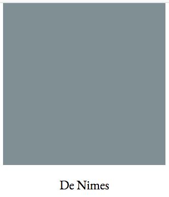 De Nimes (name) An interesting deepish grayish-blueish-greenish. (in that order) I think that it might make a good house color. Hallway Colours, Hallway Designs, Farrow And Ball Paint, Favorite Paint Colors, Farrow And Ball, Room Paint Colors, Vintage Makeup, Pretty Colors, Decoration Inspiration