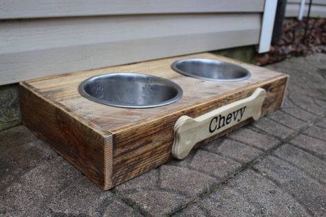 Dog Feeder Station DIY Dog Feeder Station, Leopold Bench, Dog Food Station, Antler Rings, Dog Feeding Station, Wooden Lantern, Hiking Staff, Antler Crafts, Used Pallets