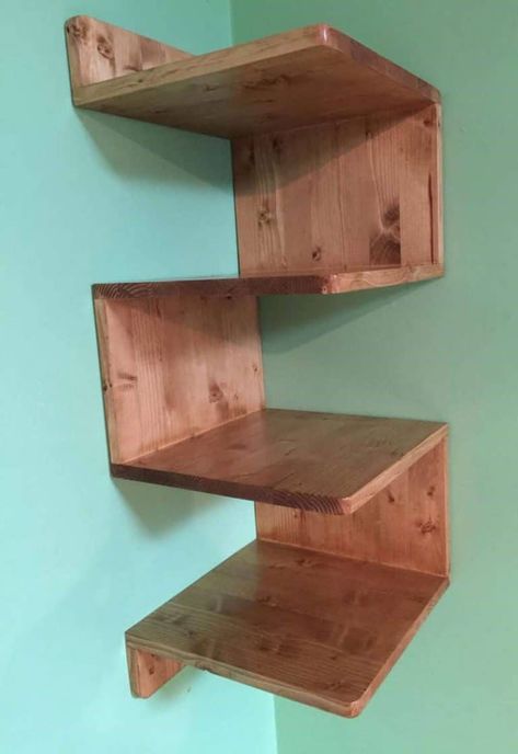 modern corner shelf designs Diy Corner Shelves, Diy Corner Shelf, Corner Shelf Ideas, Corner Shelf Design, Corner Shelf Unit, Wood Corner Shelves, Wood Shelving Units, Wall Shelf Unit, Diy Wood Shelves