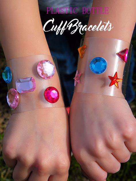 Easy DIY Plastic Bottle Cuff Bracelets - a fun fashion accessory or superhero wristband! Flower Art Craft, Newspaper Flowers, Water Bottle Crafts, Empty Plastic Bottles, Diy Plastic Bottle, Taking Up Space, Plastic Bottle Crafts, Kids' Crafts, Recycled Crafts