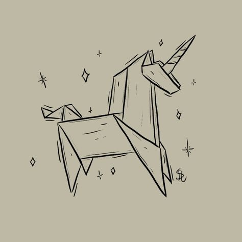 Unicorn Doodle Easy, Pirografo Ideas, Origami Unicorn Tattoo, Unicorn Doodle, Unicorn Tattoo, Origami Tattoo, Smart Class, Unicorn Tattoos, Shrink Art