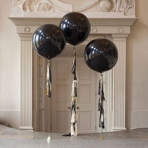 glitz and glam tassel tail balloon trio by bubblegum balloons | notonthehighstreet.com Rich Party, Affordable Wedding Decorations, Giant Balloon, Bubblegum Balloons, Tissue Paper Tassel, Balloon Tassel, Pastel Balloons, Round Balloons, Large Balloons