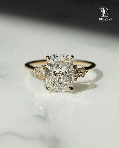 3.02 Ct Cushion Cut Moissanite Engagement Ring, Cushion Cut Ring, Elongated Cushion, Cushion Cut Ring for Her, Moissanite Ring, Engagement Ring, Wedding Ring, Anniversary Ring, 950 Platinum, Platinum Ring, Hidden Halo Ring, Rings, Jewelry, Cushion Moissanite, Cushion Cut Ring, Elongated Cushion, Personalized Ring ✥ 𝐌𝐚𝐢𝐧 𝐒𝐭𝐨𝐧𝐞 𝐃𝐞𝐭𝐚𝐢𝐥𝐬 ↣ Shape: Cushion Cut ↣ Type: Moissanite ↣ Weight: 3.02 Ct (App.) (10.19 x 7.57 x 5.06 mm) ↣ Color: Colorless ↣ Clarity: VVS ↣ Making Process: Handma Elongated Cushion With Side Stones Engagement Ring, Elegant Engagement Rings Rectangle, 4k Engagement Ring, Gold Cushion Wedding Rings, Three Stone Solitaire Engagement Rings, Wedding Rings With Unique Bands, Square Vintage Engagement Rings, Engagement Ring Side Baguettes, Solitaire Square Engagement Ring