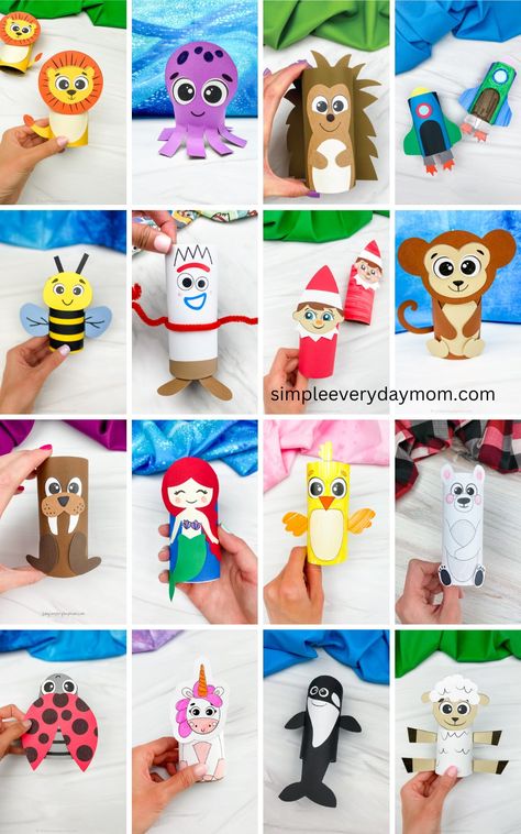 Tp Roll Crafts, Tissue Roll Crafts, Paper Roll Crafts For Kids, Handprint Craft, Toilet Paper Roll Crafts, Paper Roll Crafts, Paper Plate Crafts, Cardboard Art, Plate Crafts