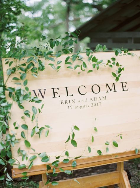 Welcome sign via Magnolia Rouge Ceremony Welcome Sign, Backyard Tent Wedding, Wedding Business Ideas, Wedding Planner Career, Little White Flowers, Backyard Tent, Signage Wedding, Wedding At Home, Cozy Wedding