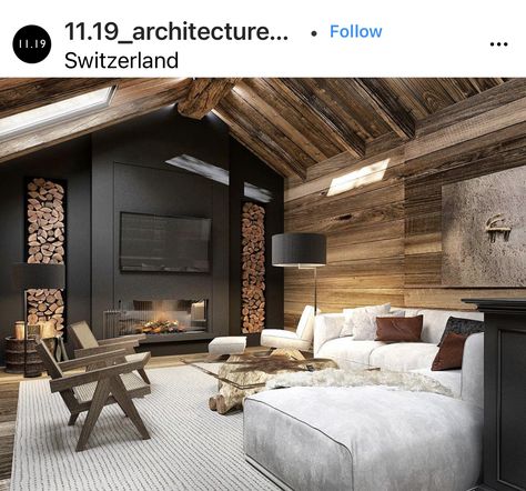 Northern California Interior Design, Black Cabin Interior, Contemporary Cabin Interior, Mountain Interior Design, Mountain Cabin Decor, Mountain Home Interiors, Mountain Interiors, Contemporary Cabin, Chalet Interior