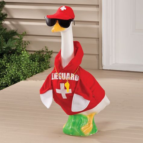 Lifeguard Goose Outfit - Zoom Goose Costume, Turkey Clothes, Goose Outfits, Porch Goose, Lawn Goose, Cute Goose, Duck Costumes, Goose Clothes, Easter Bunny Girl