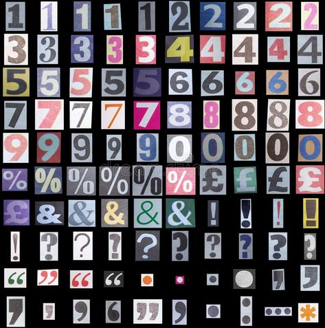 Newspaper symbols and numbers. On black background , #Ad, #symbols, #Newspaper, #numbers, #background, #black #ad Number Stickers Aesthetic, Numeros Aesthetic, Newspaper Numbers, Magazine Numbers, Aesthetic Numbers, Scrapbook Numbers, Collage Numbers, Numbers Background, Retro Numbers