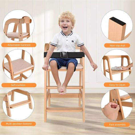 Wooden Dining Chair, LIVINGbasics High Chair with Removable Cushion for Kids Studying, Dining, Step Tool : Amazon.ca: Home Rattan Doll High Chair, Shopping Coupons, Wooden Dining Chairs, Beech Wood, Meal Time, High Chair, Dining Chairs, Cushions