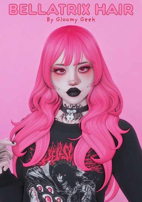 Bellatrix Hair, Sims 4 Cc Goth, Sims 4 Anime, Pelo Sims, Sims 4 Mm Cc, Tumblr Sims 4, Sims 4 Cc Folder, Free Sims, Sims 4 Characters