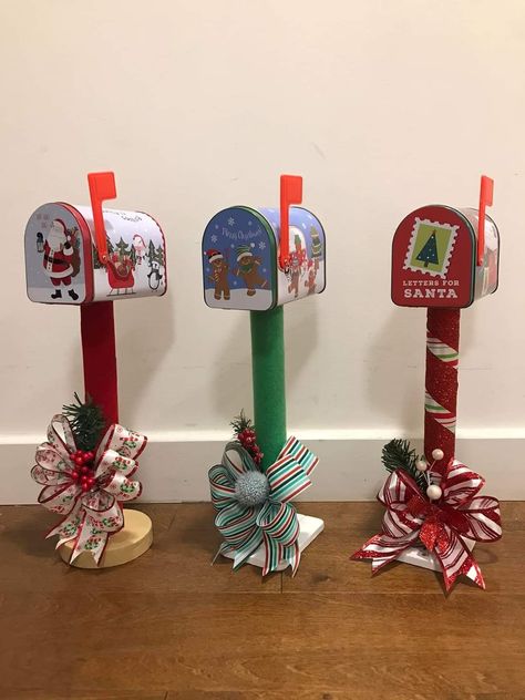 Santa Mailbox, Christmas Mailbox, Christmas Kindergarten, Handmade Christmas Ornaments, Christmas Star, Christmas Crafts Diy, Diy Projects To Try, Mailbox, Dollar Tree