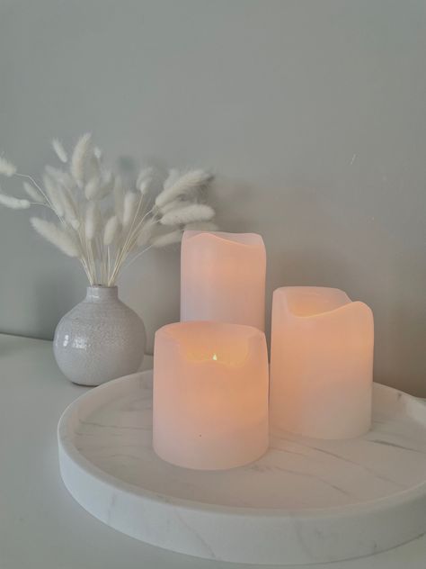 Candle Decor Bedroom, Drawer Inspiration, Candle Bedroom, Fake Candle, Fruit Candles, Bedroom Candles, Fake Candles, Bedroom Drawers, Neutral Aesthetic