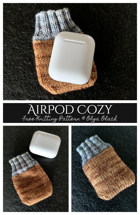 Knit Earbud/AirPod Pouch Free Knitting Patterns Knitted Airpods Case Pattern, Knit Airpods Case Pattern Free, Earbud Pouch Pattern, Portable Knitting Projects, Knitting For Men Gift, Knit Pouch Pattern Free, Knit Gifts For Men, Crochet For Men Gift Ideas, Knitting Pouch