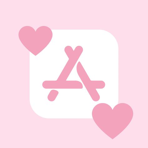 Kawaii Pink Phone Theme, Cute Instagram Logo Pink, Heart Phone Theme, Cute App Store Icon, Kawaii Pink Icons, Custom Icons Pink, App Store Pink Icon, Kawaii Phone Icons, Phone Themes Pink