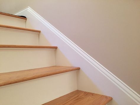 Trim around stairs Stair Side Trim, Stair Skirt Trim Ideas, Stair Skirt Board Ideas, Trim Around Stairs, Stair Skirting Ideas, Trim On Stairs, Stairway Molding, Stair Trim Ideas, Stair Skirt