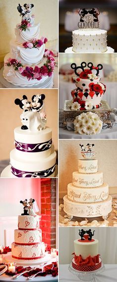 mickey and minnie inspired disney themed wedding idea Disney Themed Wedding, Mickey Mouse Wedding, Wedding Disney, Disney Wedding Cake, Clay Cake, Disney Inspired Wedding, Tema Disney, Disney Wedding Theme, Mickey And Minnie Mouse