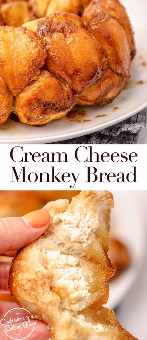 Stuffed Monkey Bread, Cream Cheese Monkey Bread, Cheese Monkey Bread, Pull Apart Monkey Bread, Cream Cheese Biscuits, Easy Monkey Bread, Stuffed Monkey, Cream Cheese Ball, Pillsbury Biscuits