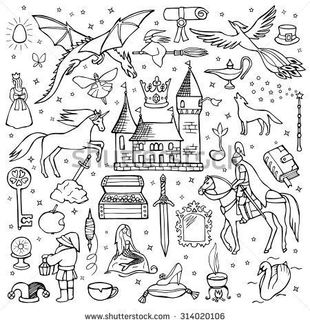 Doodle Fairy, Fairytale Drawings, Fractured Fairy Tales, Cool Doodles, Doodle Images, Web Graphic Design, Doodle Illustration, Art Template, Free Vector Graphics