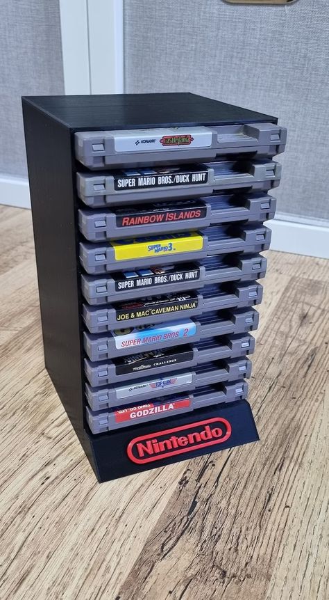 NES Game Holder Nintendo - Etsy Video Game Console Display, Video Game Organization, Video Game Storage, Gameboy Games, Nintendo Ds Games, Arcade Room, Nes Games, Arcade Video Games, Ds Games