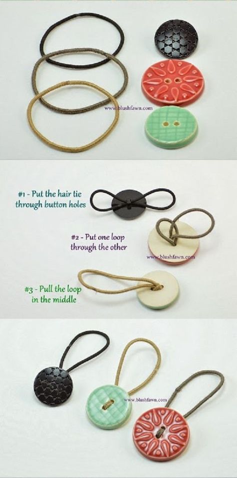 Hair Ties Ideas, Button Hair Ties, Button Hair Accessories, Sewing Hair Accessories Ideas, Hair Tie Diy, Diy Hair Ties, Diy Hair Tie, Wine Markers, Hair Ties Diy