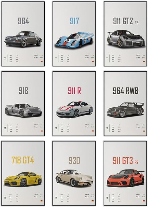 Car Decor Bedroom, Men Room Posters, Posters For Mens Room, Porsche Room Decor, Car Posters For Room, Boys Race Car Bedroom, Poster Decorating Ideas, Men Room Decor Ideas, Vintage Car Room