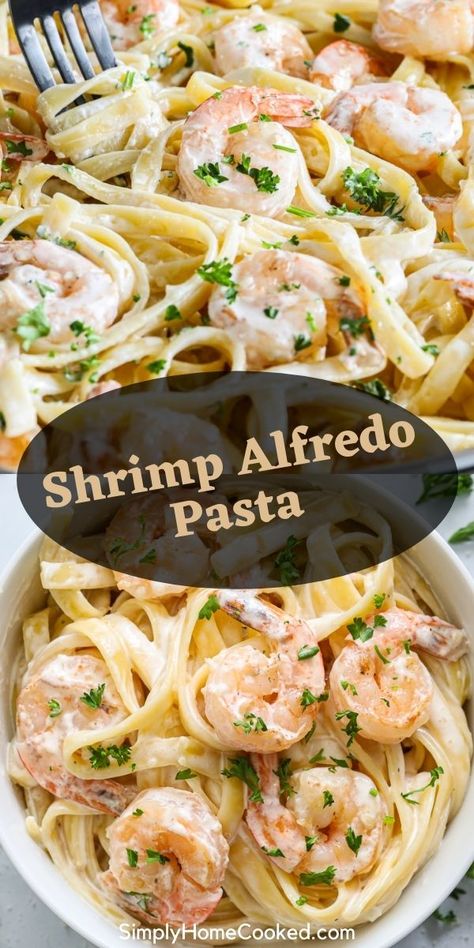 Shrimp Alfredo Pasta is so creamy and rich, your whole family will love it. Made with garlic, cheese, and cream, this delicious shrimp pasta dish is always a favorite. Favorite Dinner Recipes, Shrimp Pasta Dishes, Italian Meals, Grilled Seafood Recipes, Fall Acrylic, Shrimp Alfredo, Best Seafood Recipes, Favorite Dinner, Shrimp Recipes For Dinner