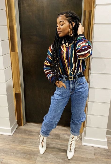 80s Outfits Black Women, School Outfits 90s, Old School Outfits 90s, 90s Retro Outfits, 80s Fashion Black Women, Thrift Outfits Ideas, Old School Outfits, Black 90s Fashion, Throwback Outfits