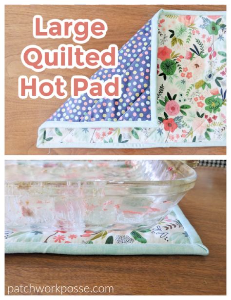 Oversized Hot Pad Tutorial, Large Hot Pad Pattern, Quilted Hot Pads Patterns Free, Sewing Hot Pads, Table Runner Pattern Free, Large Hot Pad, Rug Mugs, Hot Pads Tutorial, Sew Gifts