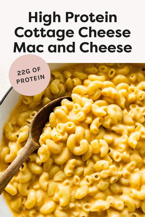 High Protein Cottage Cheese Mac and Cheese Macaroni And Cheese Made With Cottage Cheese, Meatless Meals With Protein, Healthy High Protein Mac And Cheese, Healthy Macaroni And Cheese Recipe, Macro Friendly Sides, Cottage Cheese Mac N Cheese, Cottage Cheese Macaroni And Cheese, High Protein Mac N Cheese, Protein Mac N Cheese